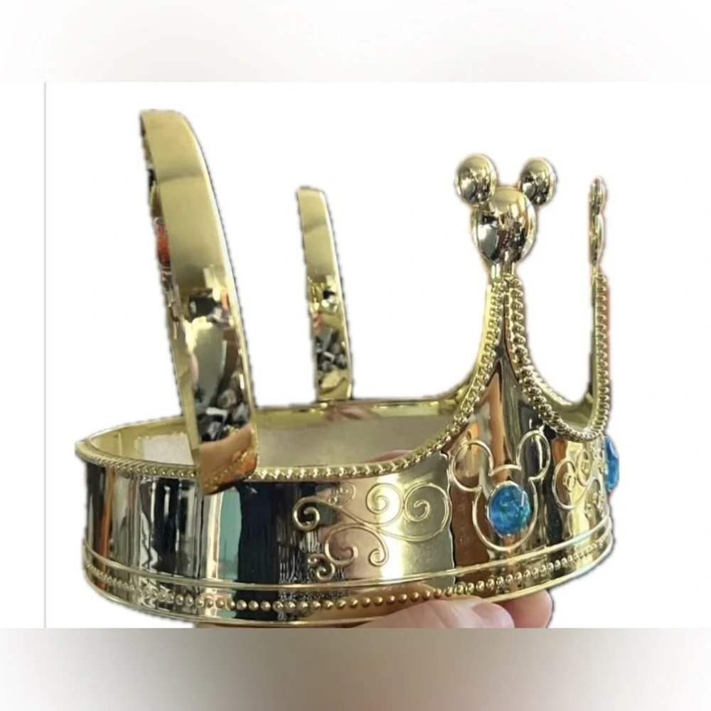 Disney On Ice Mickey Mouse Ears Jeweled Crown / Tiara Plastic Gold Metallic RARE